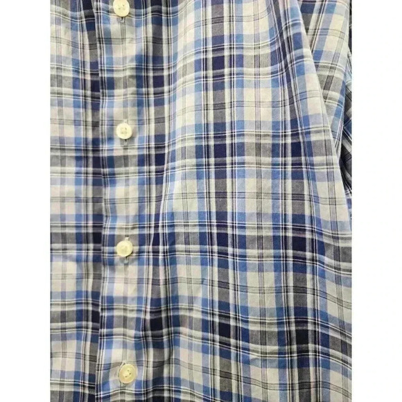 Egara Non Iron Slim Fit Button Up Shirt XXL Blue Checkered Long Sleeves Collared - Picture 2 of 6